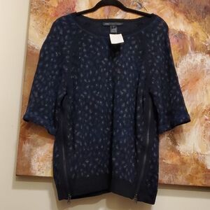 Sz L oversized NWT $595 Marc by Marc Jacobs Navy Gold Women's Top